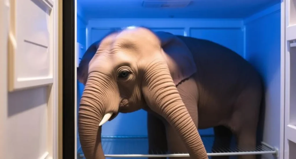 elephant in refrigerator jokeโ