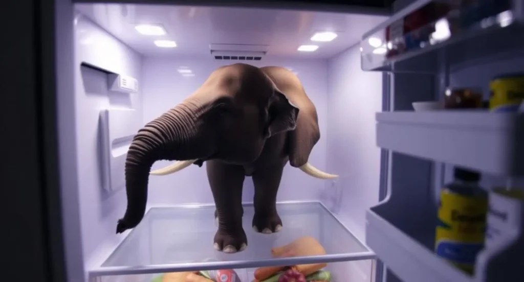 elephant in refrigerator jokeโ
